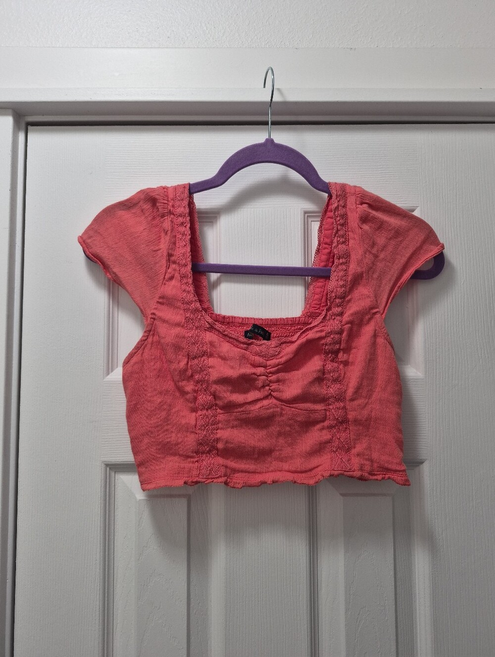 Women’s Pink Cropped Square-Neck Top